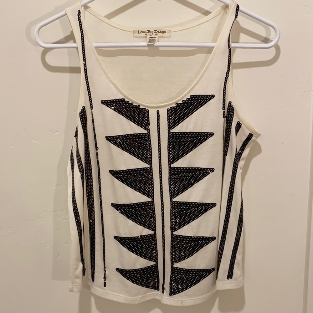 Love By Design. Sequined tank. Neutral colors. M.